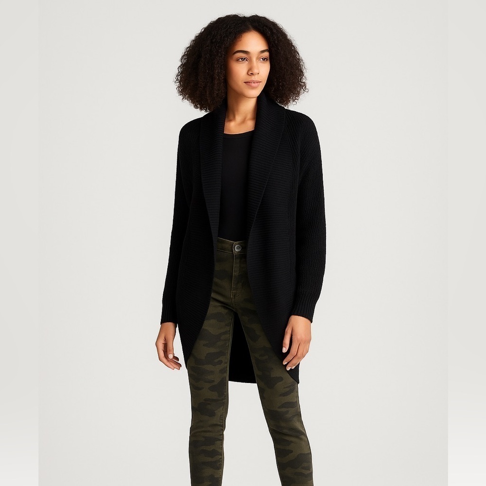 Donna Karan New York Black Open Front Cotton Cardigan – Size XS/S